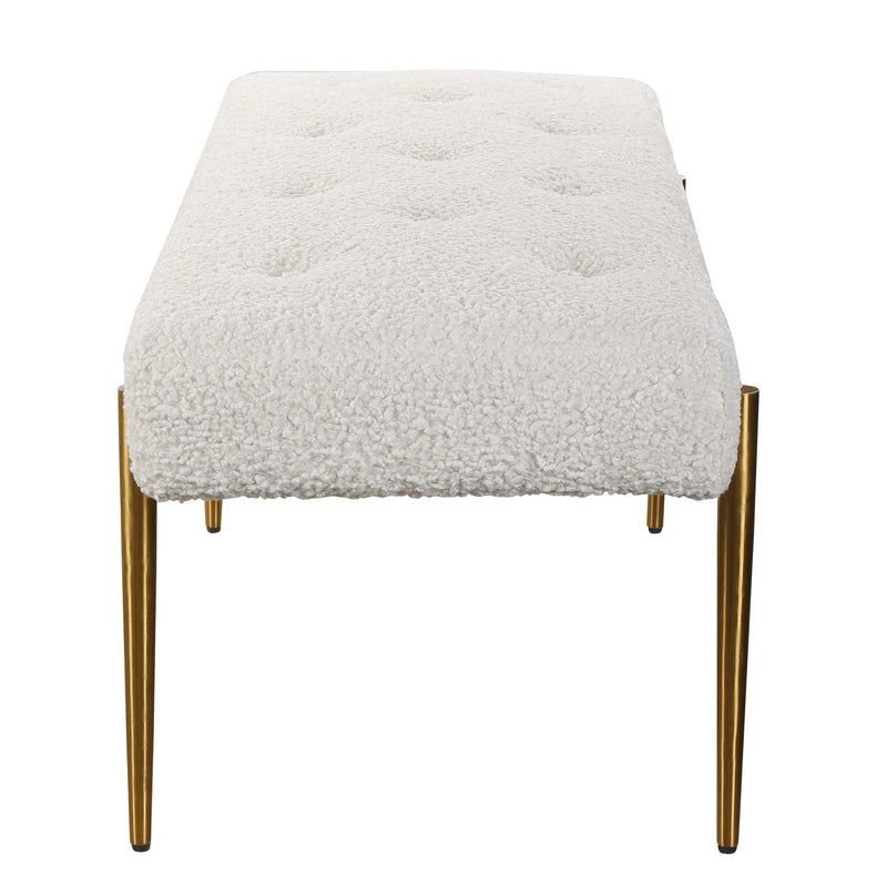 Uttermost Olivier accent bench with wooden frame and cushioned top, ideal for entryways or living room decor.
