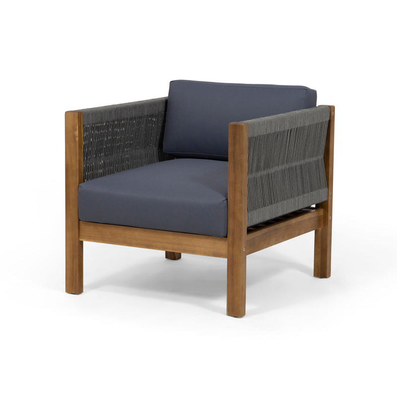 Outdoor Club Chair With Rattan Rope Wave - Dark Gray - R&R Furniture Gallery (Fountain Valley, CA)