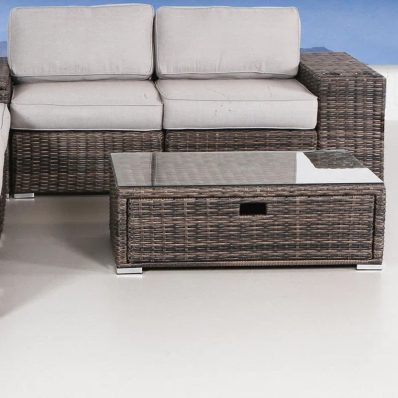 Modern Patio Rattan Sectional Set With Cushions - R&R Furniture Gallery (Fountain Valley, CA)