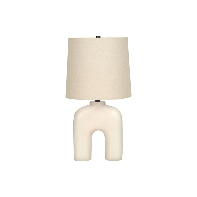 Modern cream resin table lamp by 8th Street with a sleek design, perfect for contemporary home lighting.