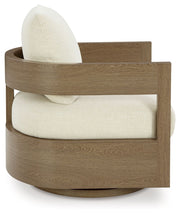 Serene Bay - Swivel Glider Chair With Cushion - Dark Brown / White - R&R Furniture Gallery (Fountain Valley, CA)