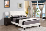 Button tufted upholstered bed by Glory Furniture with cozy, plush fabric and classic tufted design for comfortable bedroom decor.