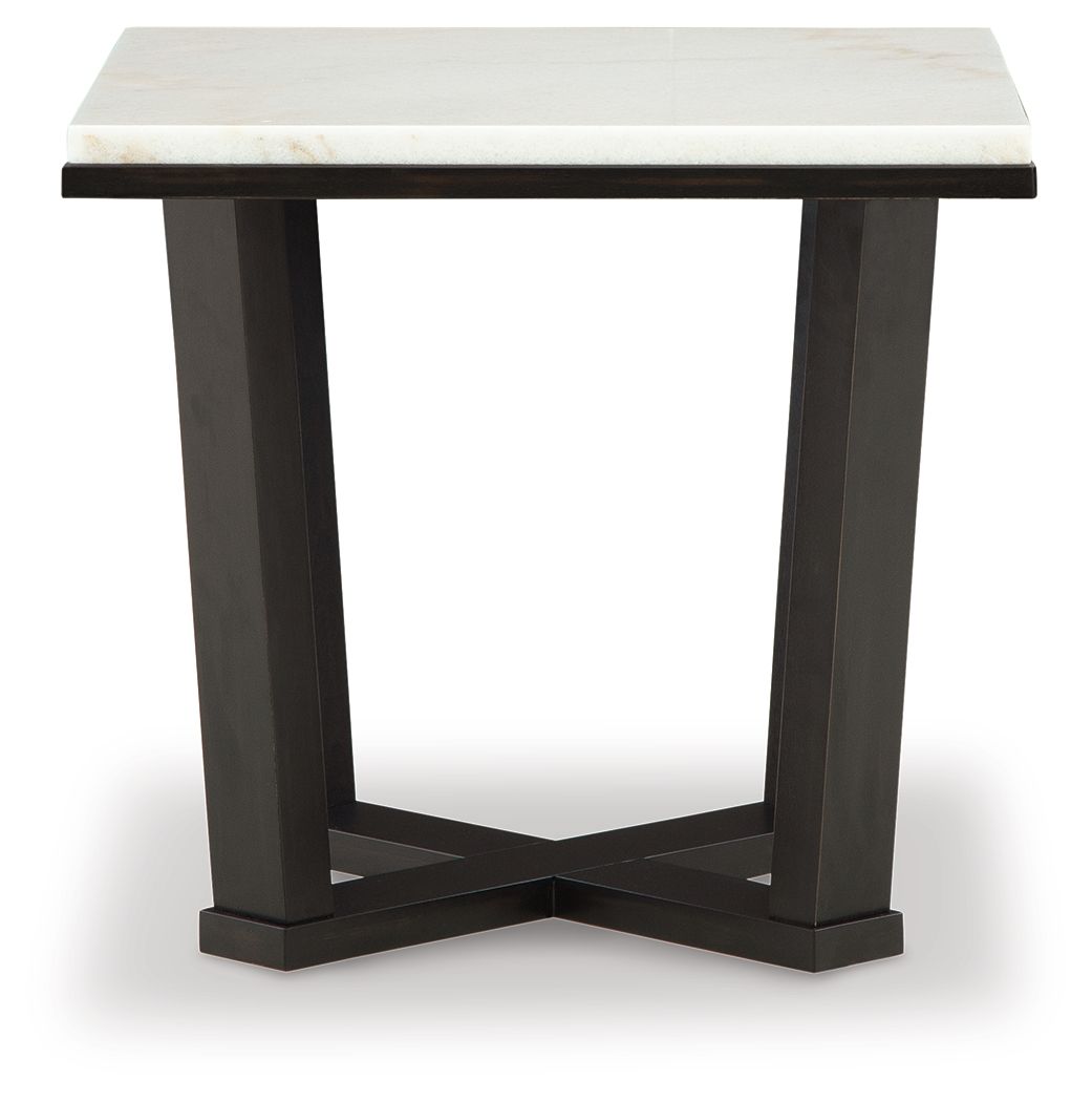 Fostead - Square End Table - White / Espresso - R&R Furniture Gallery (Fountain Valley, CA)
