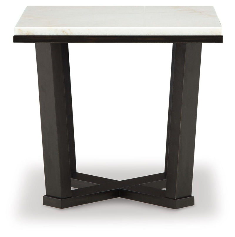 Fostead - Square End Table - White / Espresso - R&R Furniture Gallery (Fountain Valley, CA)
