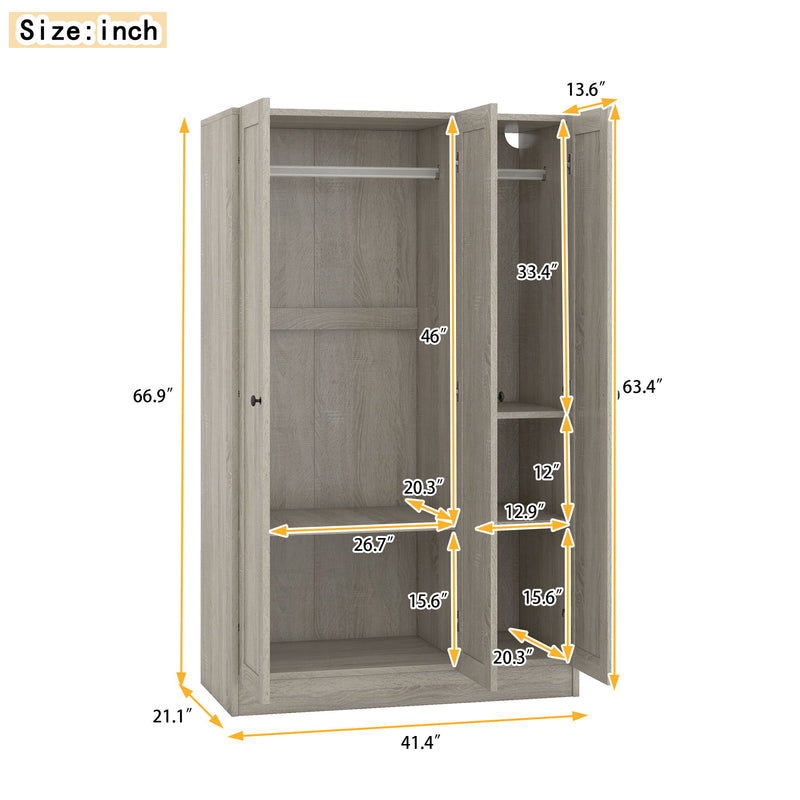 3 Door Shutter Wardrobe With Shelves - R&R Furniture Gallery (Fountain Valley, CA)