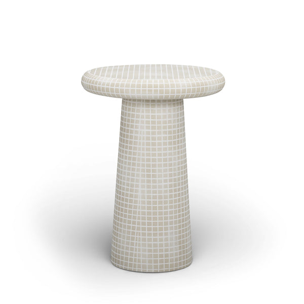 Monica - Tiled Pattern Tall Side Table - Beige