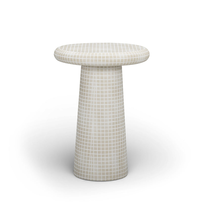 Monica - Tiled Pattern Tall Side Table - Beige