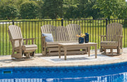 Signature Design by Ashley Hyland Wave outdoor 3-piece set with cushioned chairs and round table for patio relaxation.