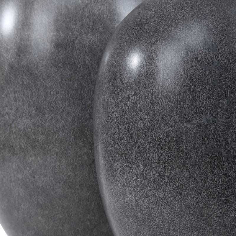 Pair of black modern vases by Uttermost, sleek and stylish vases for contemporary home decor, set of two.