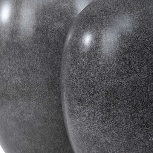 Pair of black modern vases by Uttermost, sleek and stylish vases for contemporary home decor, set of two.