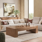 Reclaimed oak Bristol coffee table by Classic Home featuring a sturdy rectangular design and natural wood finish.