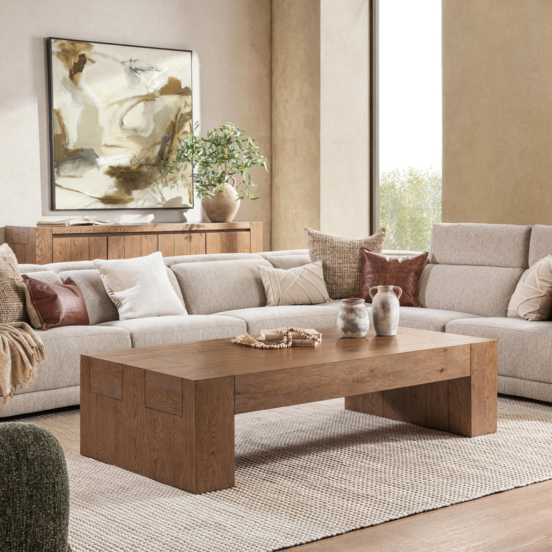 Reclaimed oak Bristol coffee table by Classic Home featuring a sturdy rectangular design and natural wood finish.