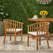 Outdoor Wooden Dining Chairs With Cushions (Set of 2) - R&R Furniture Gallery (Fountain Valley, CA)