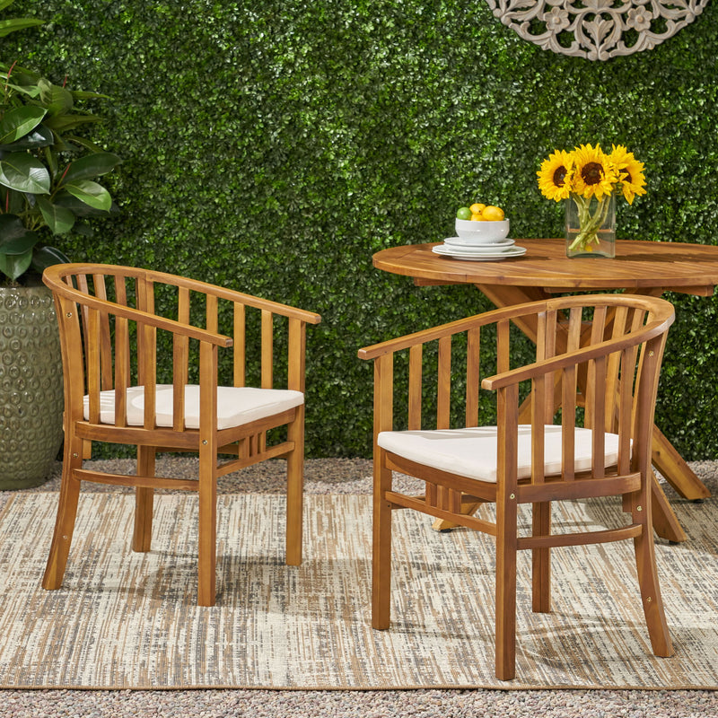 Outdoor Wooden Dining Chairs With Cushions (Set of 2) - R&R Furniture Gallery (Fountain Valley, CA)