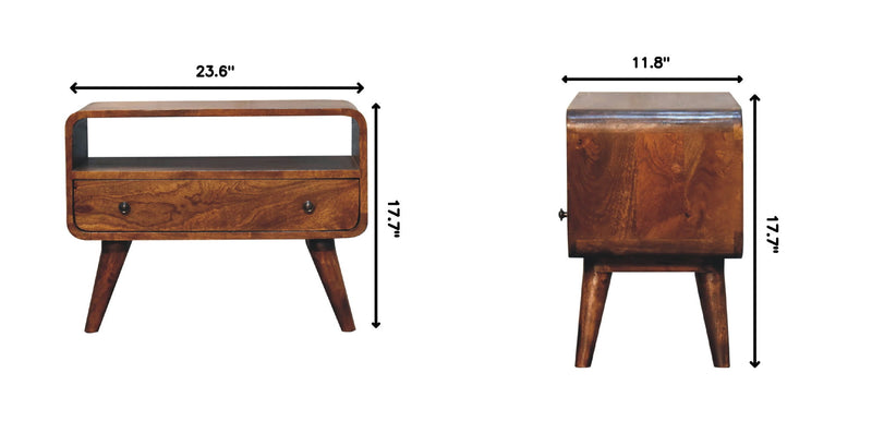 Mini Curved Media Unit - Chestnut - R&R Furniture Gallery (Fountain Valley, CA)