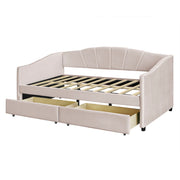 Upholstered Daybed With Two Drawers And Wood Slat - R&R Furniture Gallery (Fountain Valley, CA)