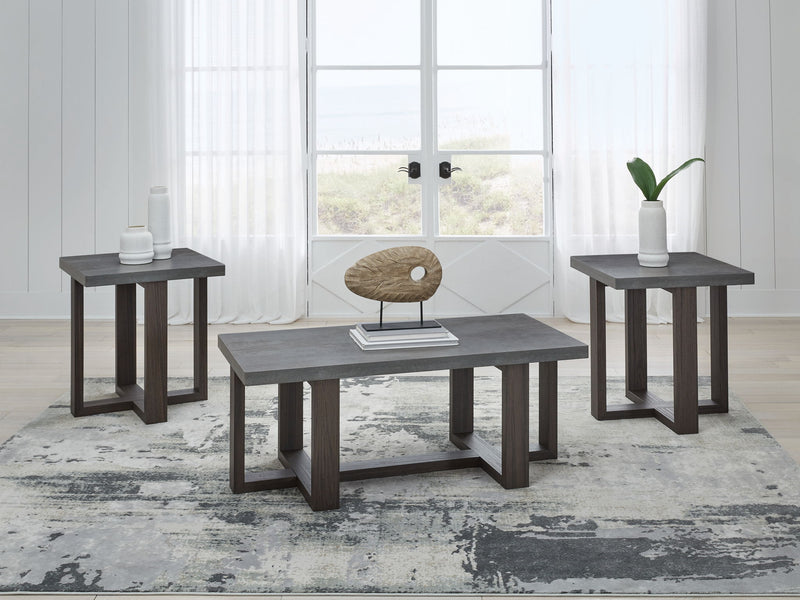 Dynnford - Occasional Table Set (Set of 3) - Gray / Brown - R&R Furniture Gallery (Fountain Valley, CA)