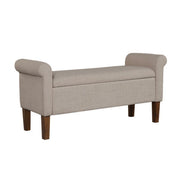 Upholstered Storage Bench With Rolled Armrests - Beige - R&R Furniture Gallery (Fountain Valley, CA)