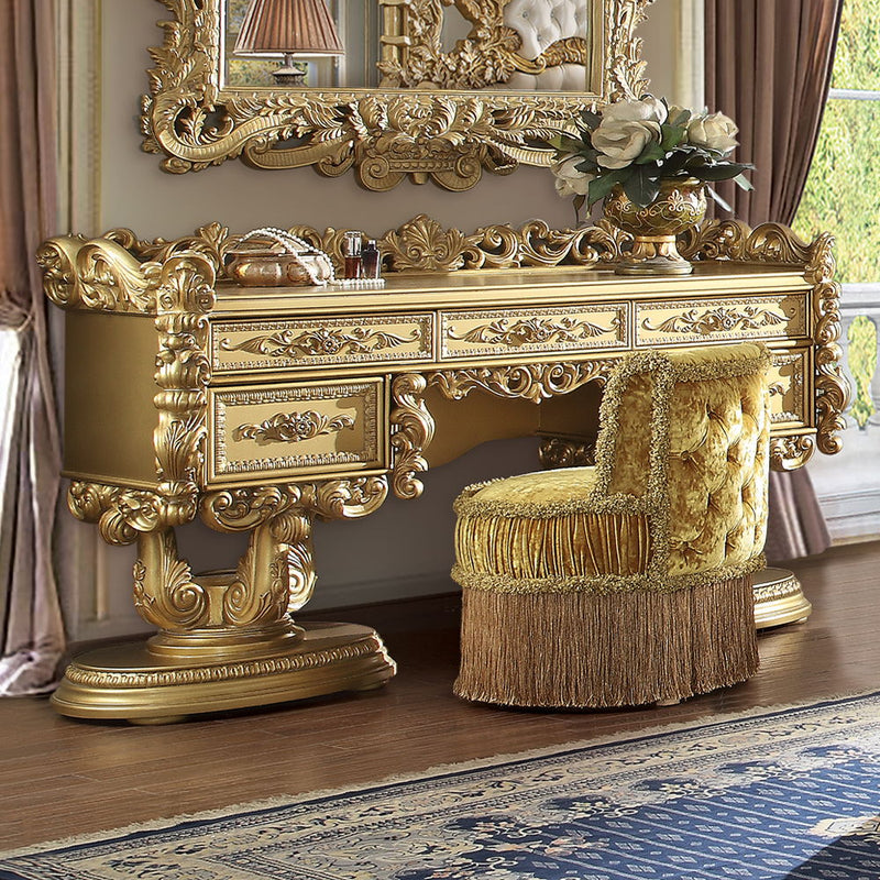 Bernadette - Vanity Desk - Gold - R&R Furniture Gallery (Fountain Valley, CA)
