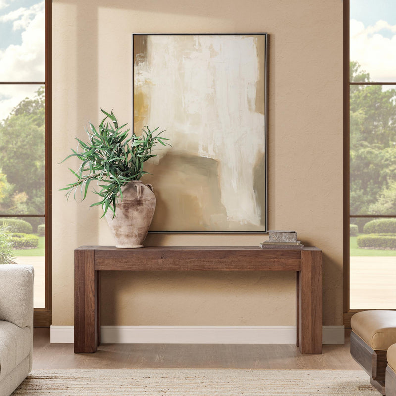 Classic Home Montera coffee table with a sleek wooden surface and modern design, shown in a contemporary living room setting.