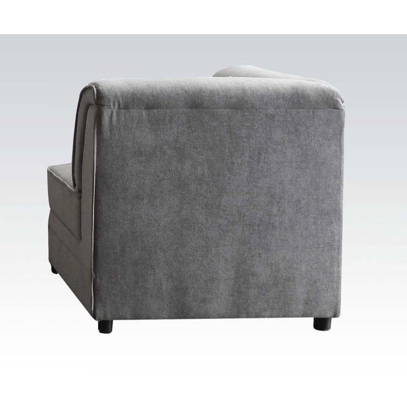 Bois - Modular Wedge With Pillow - Gray Velvet - R&R Furniture Gallery (Fountain Valley, CA)