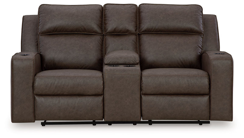 Lavenhorne - Dbl Rec Loveseat W/Console - Granite - R&R Furniture Gallery (Fountain Valley, CA)