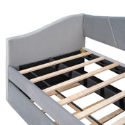 DreamHaus upholstered daybed sofa bed with integrated trundle bed and wood slat base, ideal for versatile living spaces