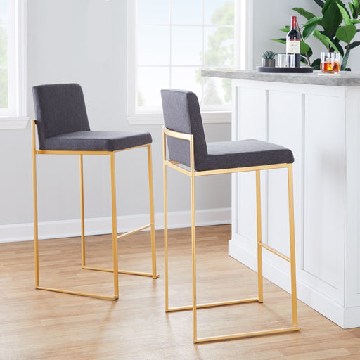 Lumi Source Fuji high back barstool with contemporary design, dark wood finish, and cushioned seat for modern kitchen or bar area.