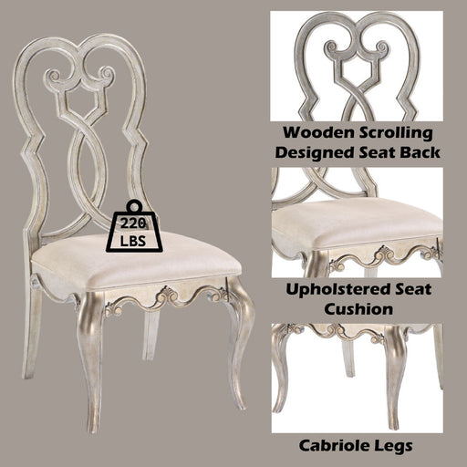 Esteban - Side Chair (Set of 2) - Ivory Velvet & Antique Champagne - R&R Furniture Gallery (Fountain Valley, CA)
