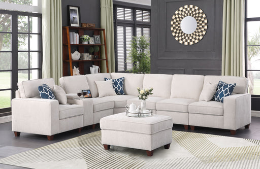 Rene - Sectional Sofa With Ottoman - Beige - R&R Furniture Gallery (Fountain Valley, CA)