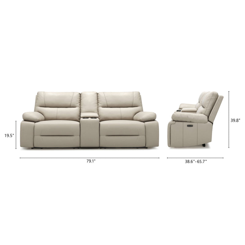 Malibu - Modern Power Motion 3 Piece Reclining Loveseat Sofa With Cup Holders - Cream Taupe Beige - R&R Furniture Gallery (Fountain Valley, CA)