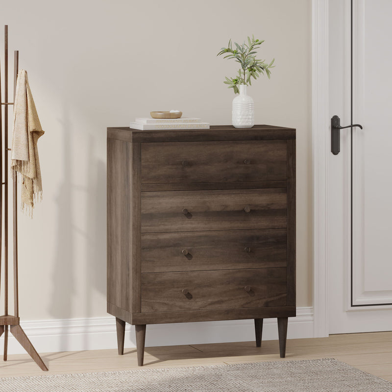 Farhart - Mid Century Modern 4 Drawer Dresser - Walnut - R&R Furniture Gallery (Fountain Valley, CA)