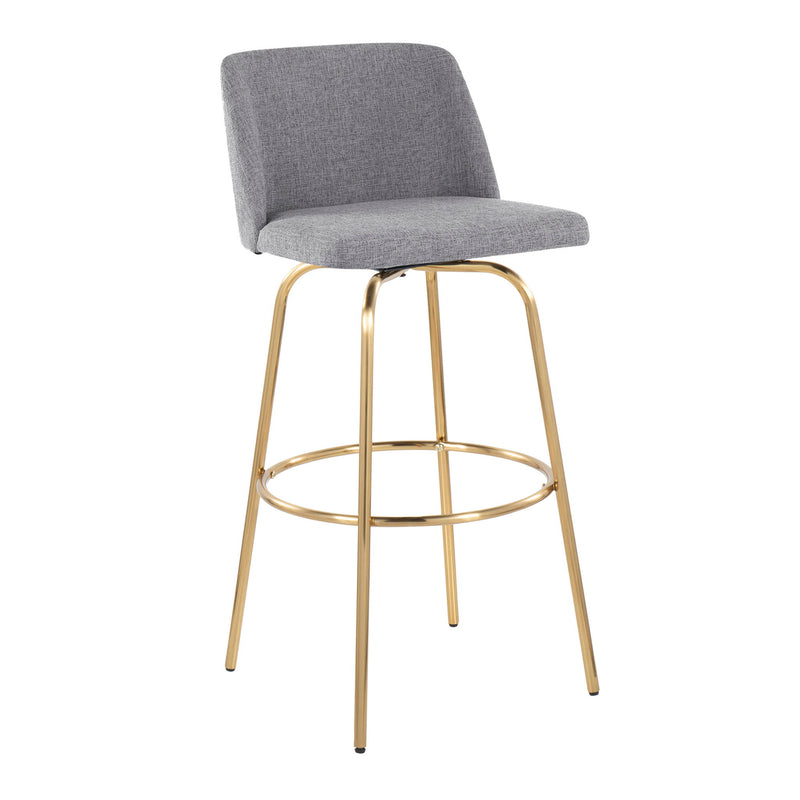 Lumi Source Toriano contemporary fixed height barstools set of 2 with swivel, round footrest, black finish, and modern design