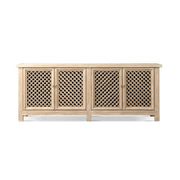 Jennifer Taylor Home Arden 4-door sideboard in natural wood finish, showcasing sleek design and spacious storage.
