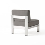 Outdoor Aluminum Armless Chair With Cushion - Silver - R&R Furniture Gallery (Fountain Valley, CA)
