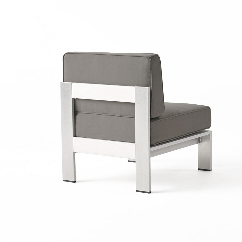 Outdoor Aluminum Armless Chair With Cushion - Silver - R&R Furniture Gallery (Fountain Valley, CA)
