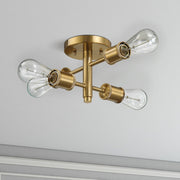 Ephemeral - 4 Lights Semi Flush Mount Ceiling Pendant - Antique Brass / Clear / Gold - R&R Furniture Gallery (Fountain Valley, CA)
