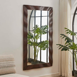 Wrinkle - Wavy Wood Mirror - Woodtone