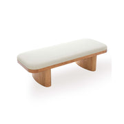 Upholstered Ollie Bench by TOV Furniture with plush fabric, wooden legs, and a sleek modern design for living room or entryway use.
