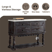 Gerardo - Server - White Marble Top & Weathered Espresso - R&R Furniture Gallery (Fountain Valley, CA)
