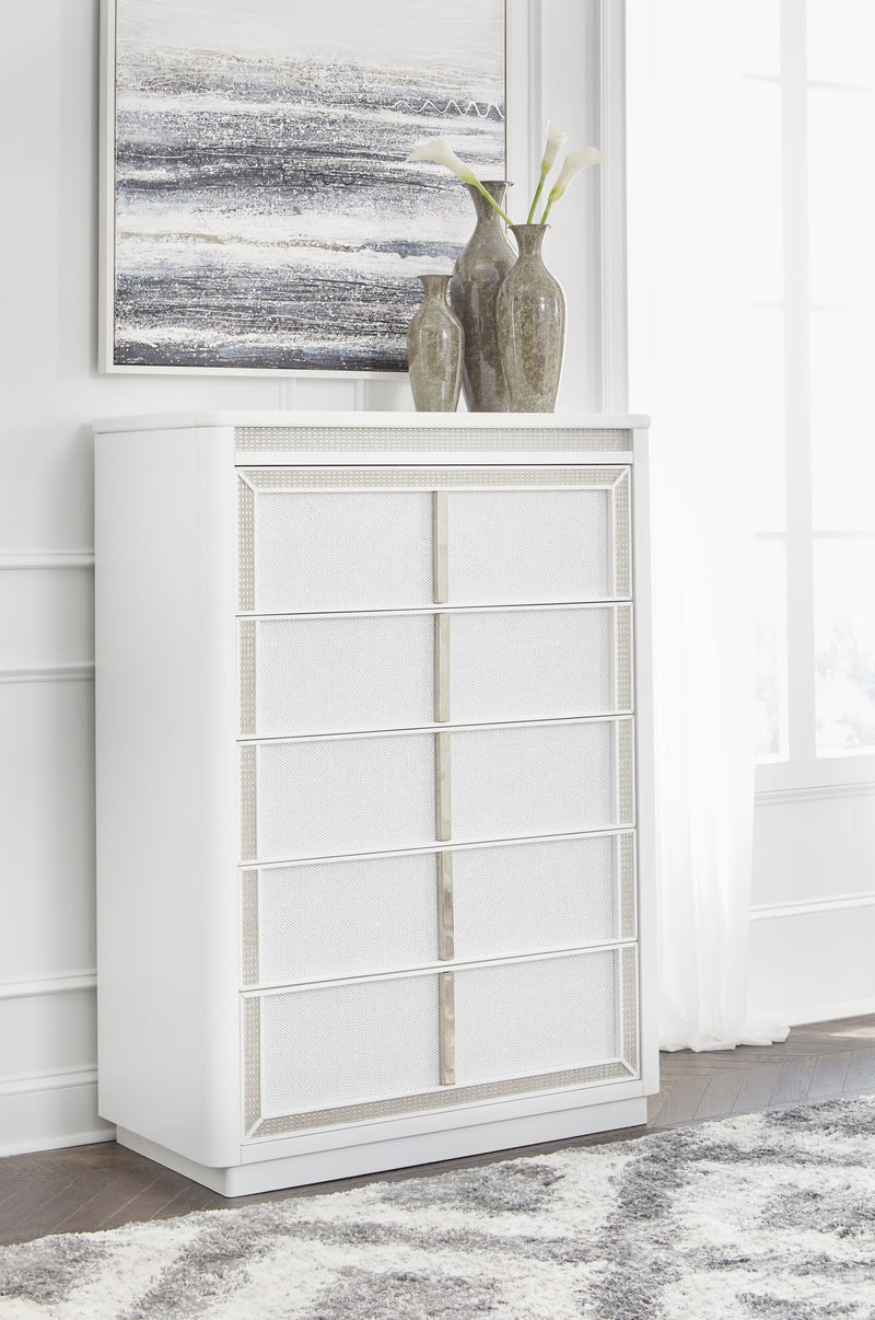 Chalanna - Five Drawer Chest - White - R&R Furniture Gallery (Fountain Valley, CA)
