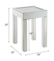 Noralie - 16" Square End Table With Glass Top - Mirrored & Faux Diamonds - R&R Furniture Gallery (Fountain Valley, CA)