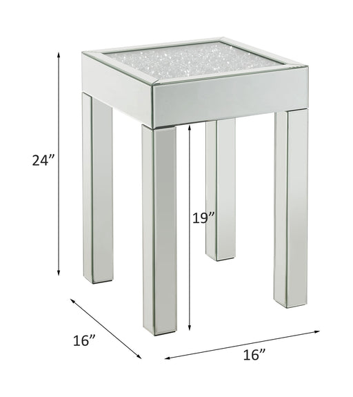 Noralie - 16" Square End Table With Glass Top - Mirrored & Faux Diamonds - R&R Furniture Gallery (Fountain Valley, CA)