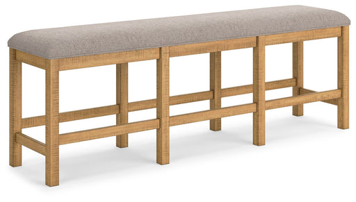 Havonplane - XL Counter Height Upholstered Dining Bench - Brown - R&R Furniture Gallery (Fountain Valley, CA)