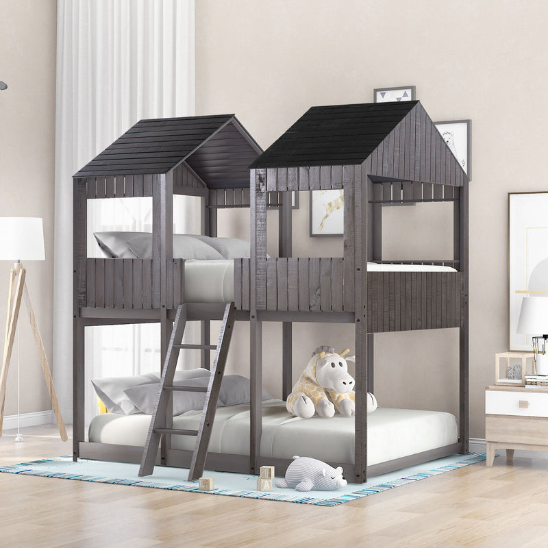 Bunk Bed With Roof, Window, Guardrail, Ladder - R&R Furniture Gallery (Fountain Valley, CA)
