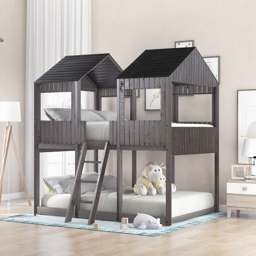 Bunk Bed With Roof, Window, Guardrail, Ladder - R&R Furniture Gallery (Fountain Valley, CA)