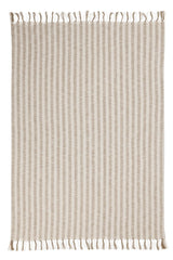 Classic Home Linna 50x70 inch ivory and natural throw blanket draped over a sofa, showcasing soft, cozy fabric and elegant design.