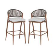 Outdoor Bar Height Metal Frame Counter Stools With Scallop Shaped Backrest & Water Resistant Cushions - R&R Furniture Gallery (Fountain Valley, CA)