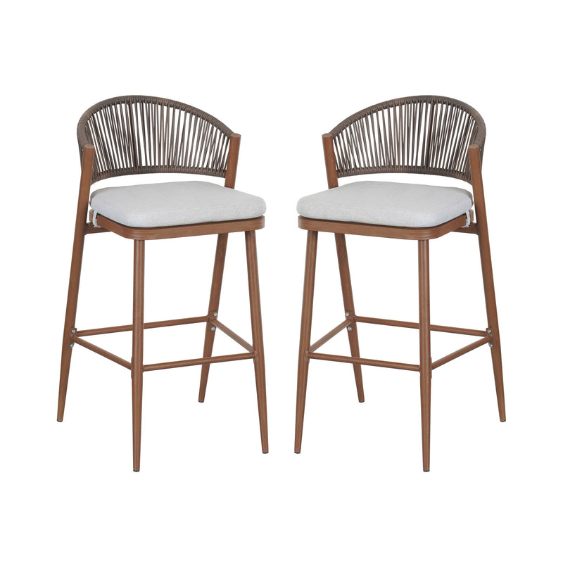 Outdoor Bar Height Metal Frame Counter Stools With Scallop Shaped Backrest & Water Resistant Cushions - R&R Furniture Gallery (Fountain Valley, CA)