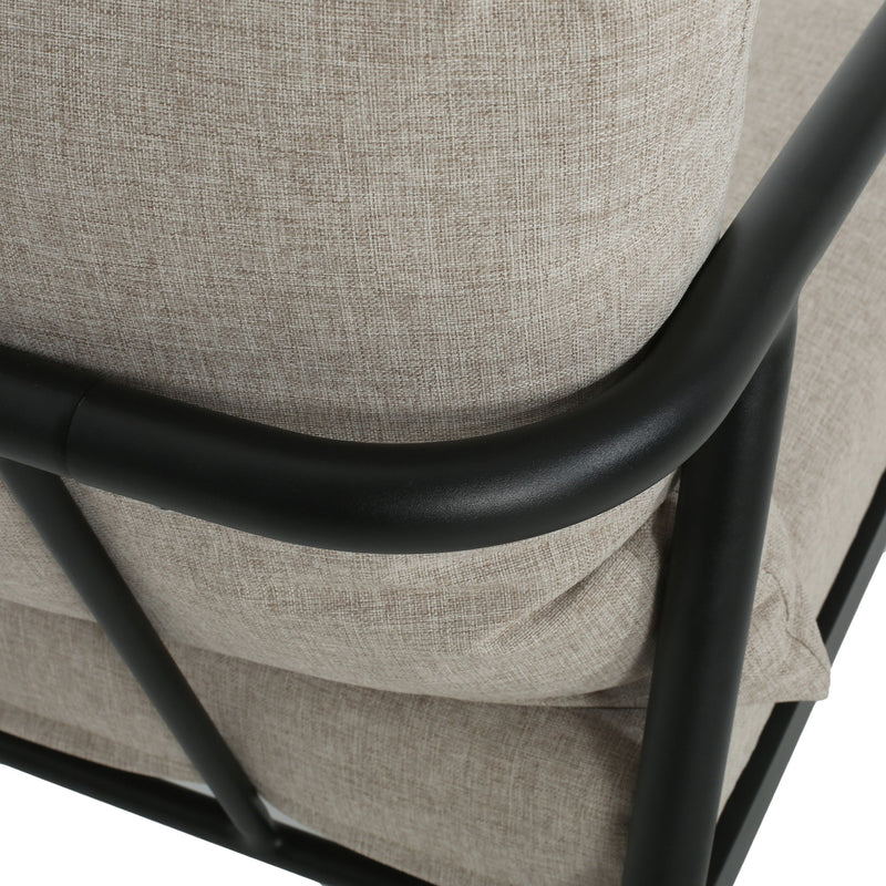 Leora - Modern Minimalist Round Tube Sofa Chair With Cushions - Beige / Black - R&R Furniture Gallery (Fountain Valley, CA)